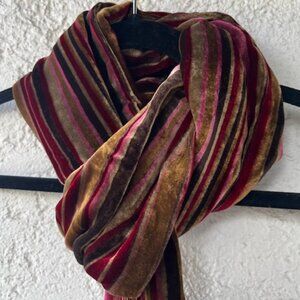 Lush Velour Long Striped Scarf